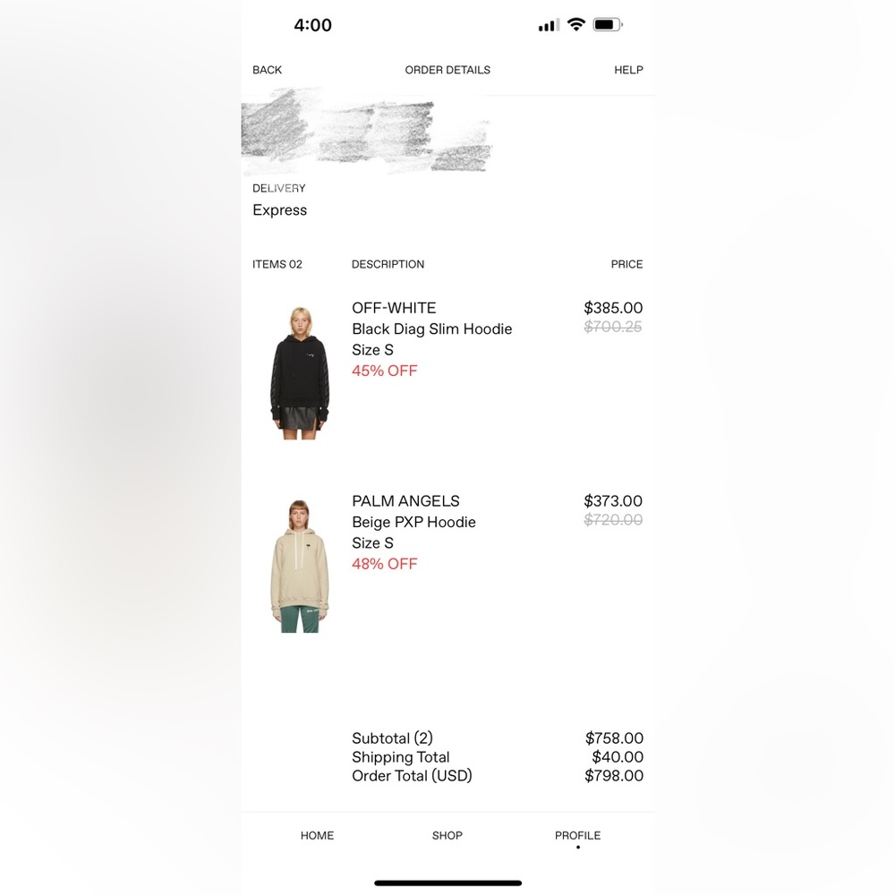 Off white black hoodie Size S